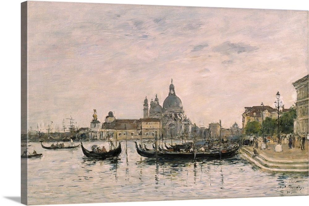 Venice: Santa Maria della Salute and the Dogana seen from across the Grand Canal..PAINTINGS.painting.Boudin, Eug..ne Louis...