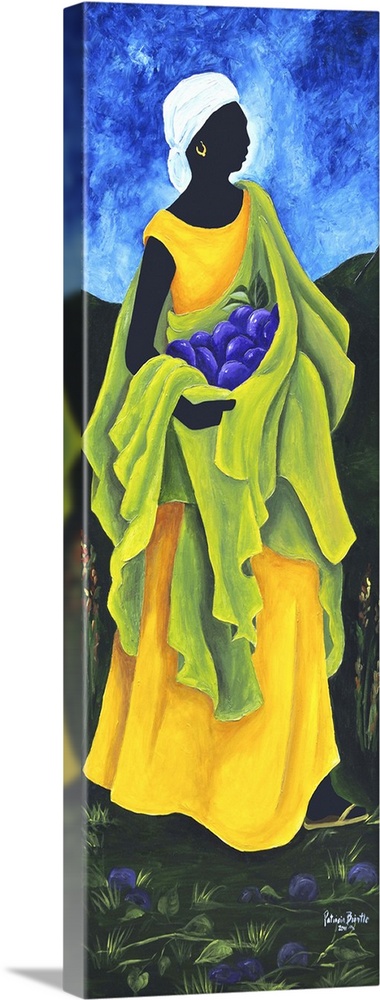 Contemporary painting of a woman collecting Cayemite.