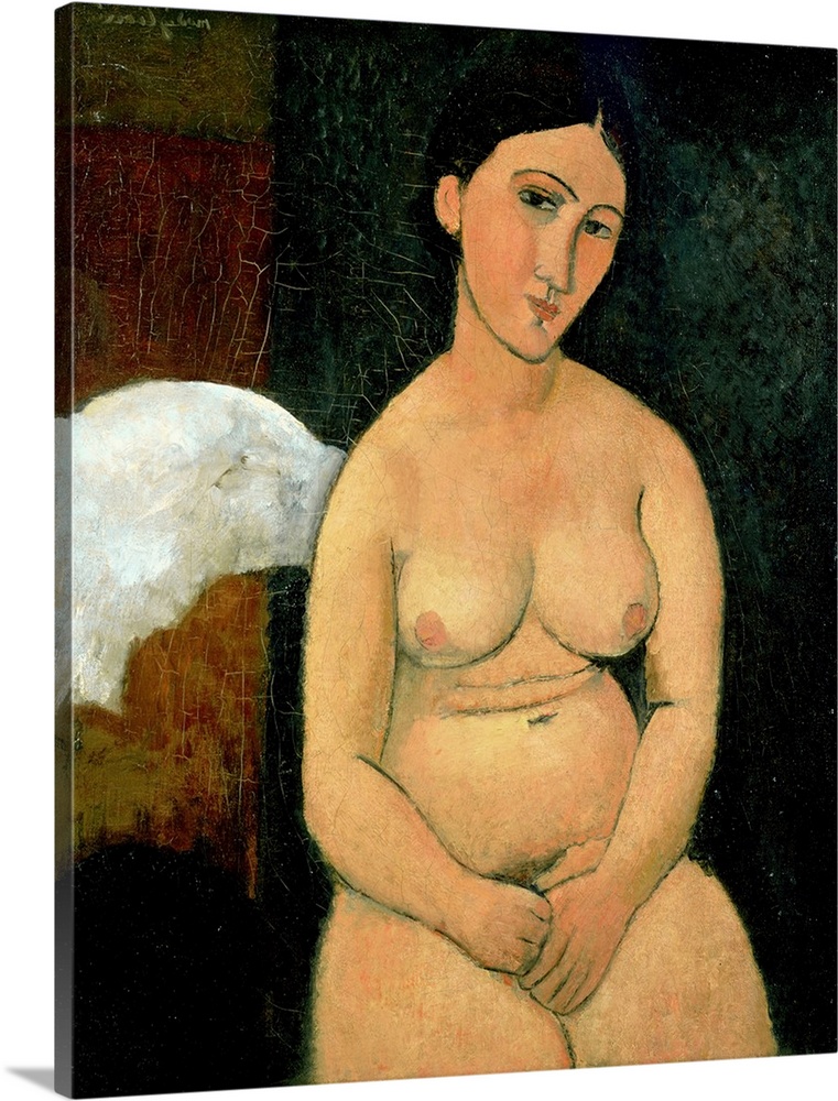 NUL19586 Seated Nude, c.1917 by Modigliani, Amedeo (1884-1920); 81x65 cm; Private Collection; Italian,  out of copyright