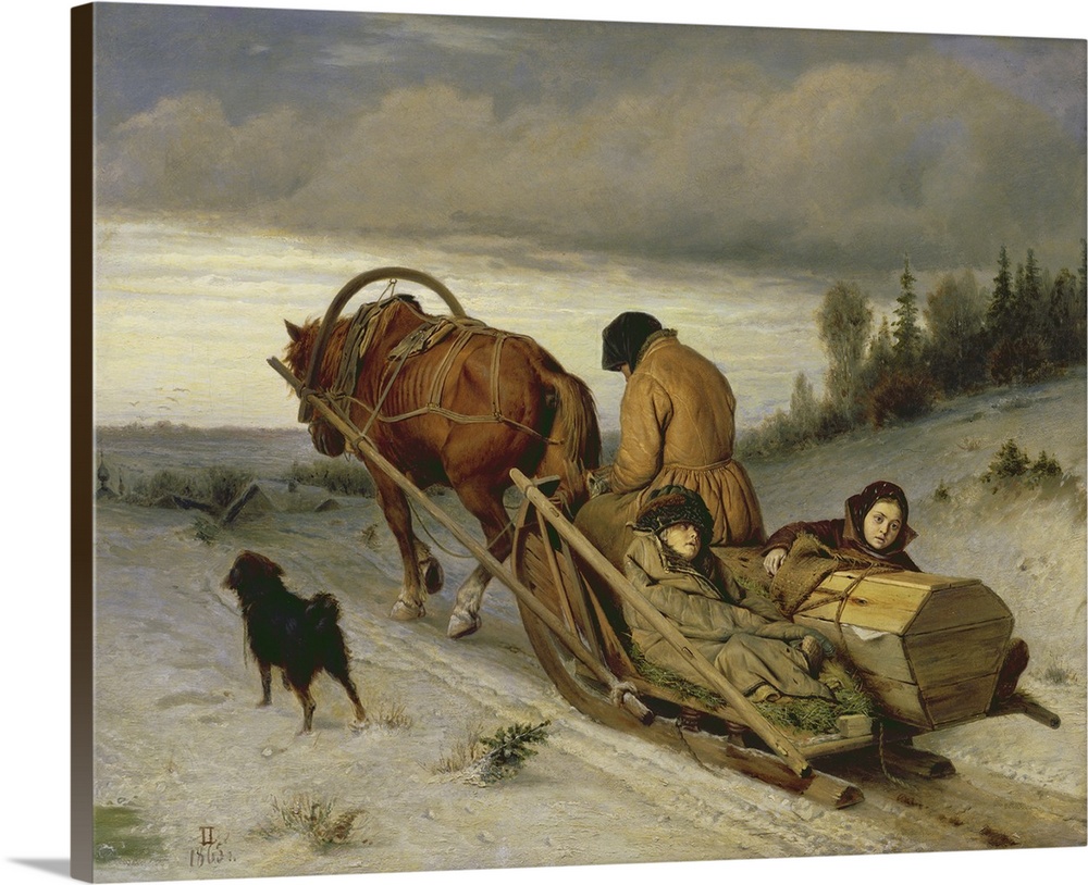 BAL56486 Seeing off the Dead, 1865 (oil on canvas)  by Perov, Vasili Grigorevich (1833-82); 45.3x57 cm; Tretyakov Gallery,...