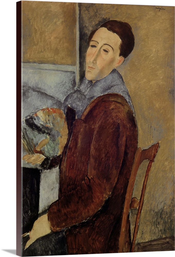XIR21443 Self Portrait, 1919 (oil on canvas)  by Modigliani, Amedeo (1884-1920); Museu de Arte, Sao Paulo, Brazil; Giraudo...