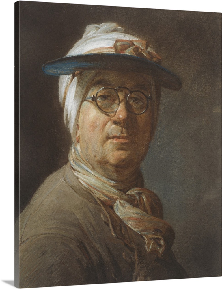Self portrait with a visor, c.1776, pastel on paper, mounted on canvas.