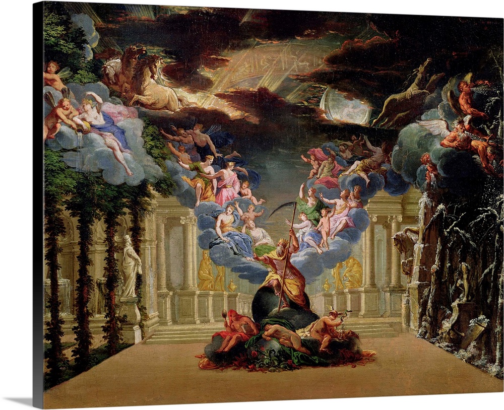 Set design for 'Atys' by Jean-Baptiste Lully (1632-87) (oil on canvas) by French School, (17th century); Musee de la Ville...