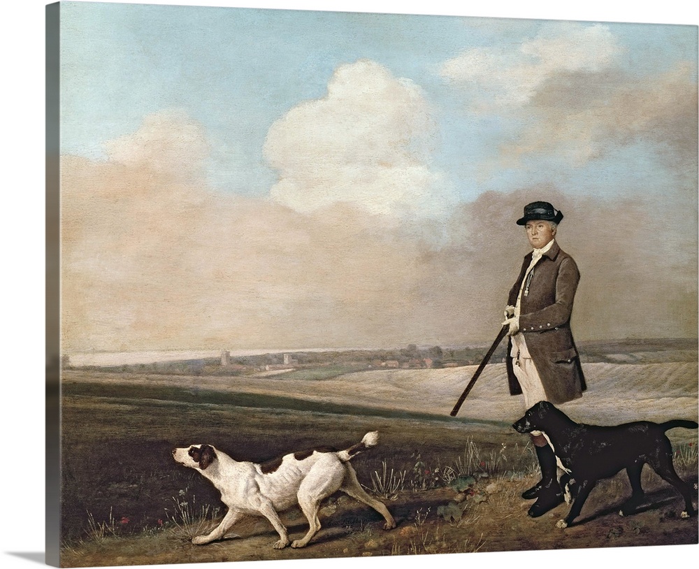 BAL1585 Sir John Nelthorpe, 6th Baronet out Shooting with his Dogs in Barton Field, Lincolnshire, 1776 (oil on panel)  by ...