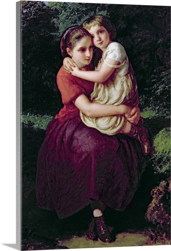 BAL98643 Sisters, 1868 (oil on panel)  by Lejeune, Henry (1819-1904); 48x34 cm; Private Collection; Gemalde Mensing; Engli...