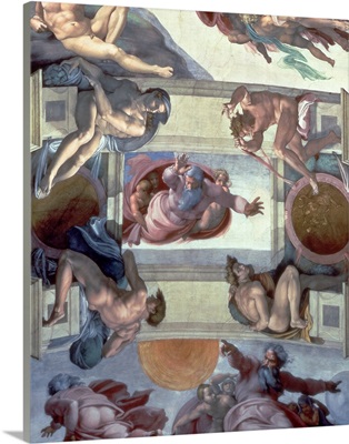 Sistine Chapel Ceiling (1508 12): The Separation of the Waters from the Earth, 1511 12 (fresco) (post restoration)