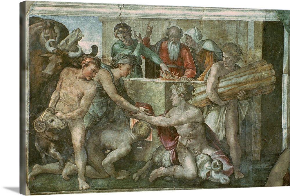 BAL57568 Sistine Chapel Ceiling: Noah After the Flood (pre restoration)  by Buonarroti, Michelangelo (1475-1564); Fresco; ...