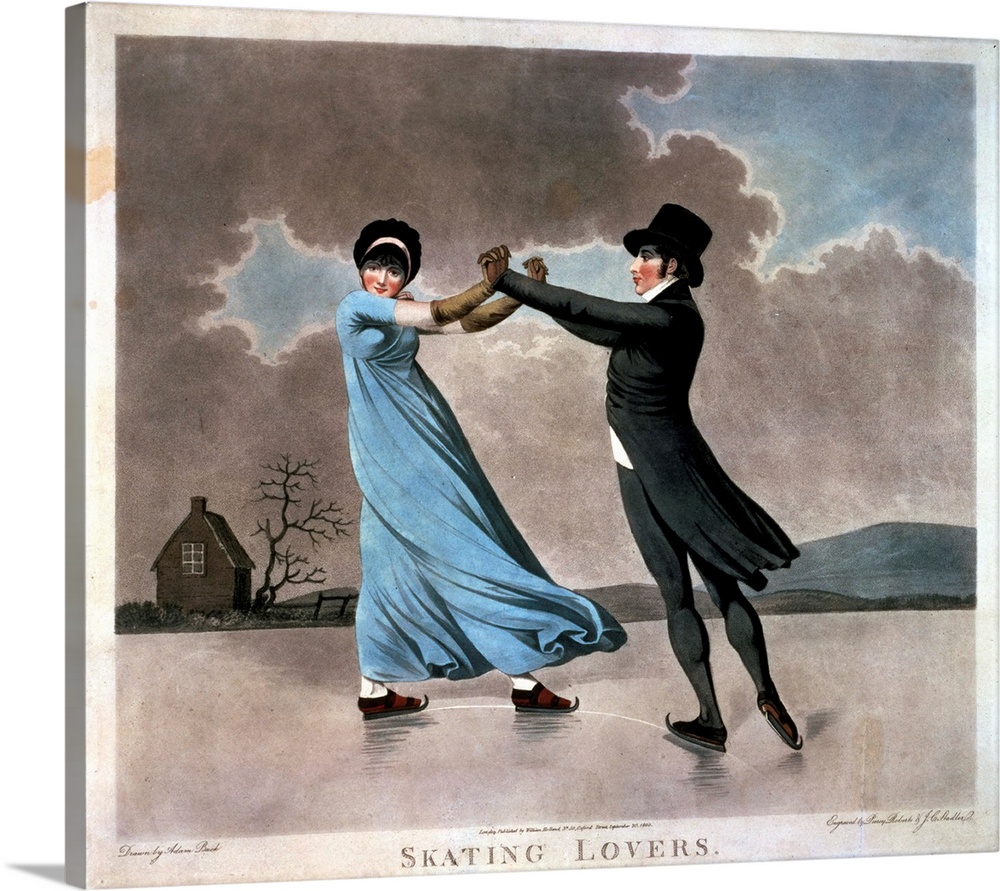 BL23123 Skating Lovers (aquatint); by Buck, Adam (1759-1833); British Library, London, UK; English, out of copyright