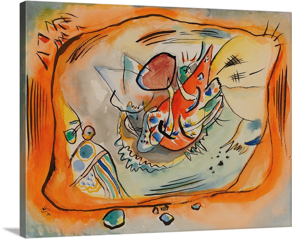 Sketch for Painting with Orange Border, 1916 (originally watercolour, brush and ink on paper) by Kandinsky, Wassily (1866-...