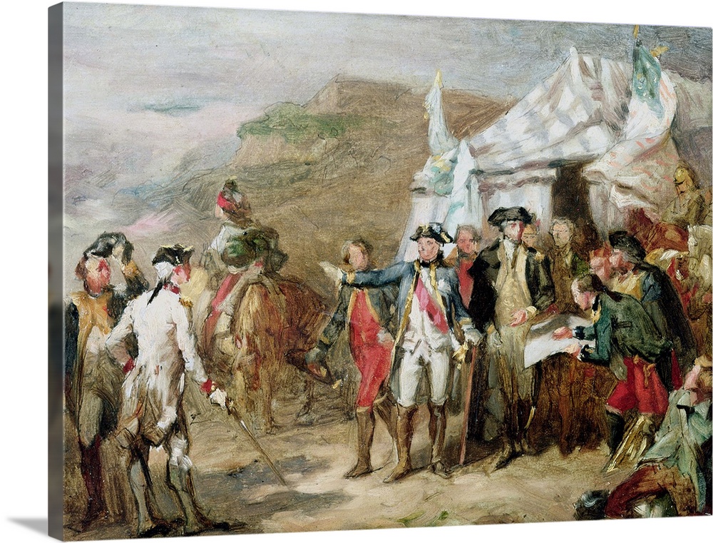 XIR102599 Sketch for the Battle of Yorktown, 1st to 17th October 1781, c.1836 (oil on canvas)  by Couder, Louis Charles Au...