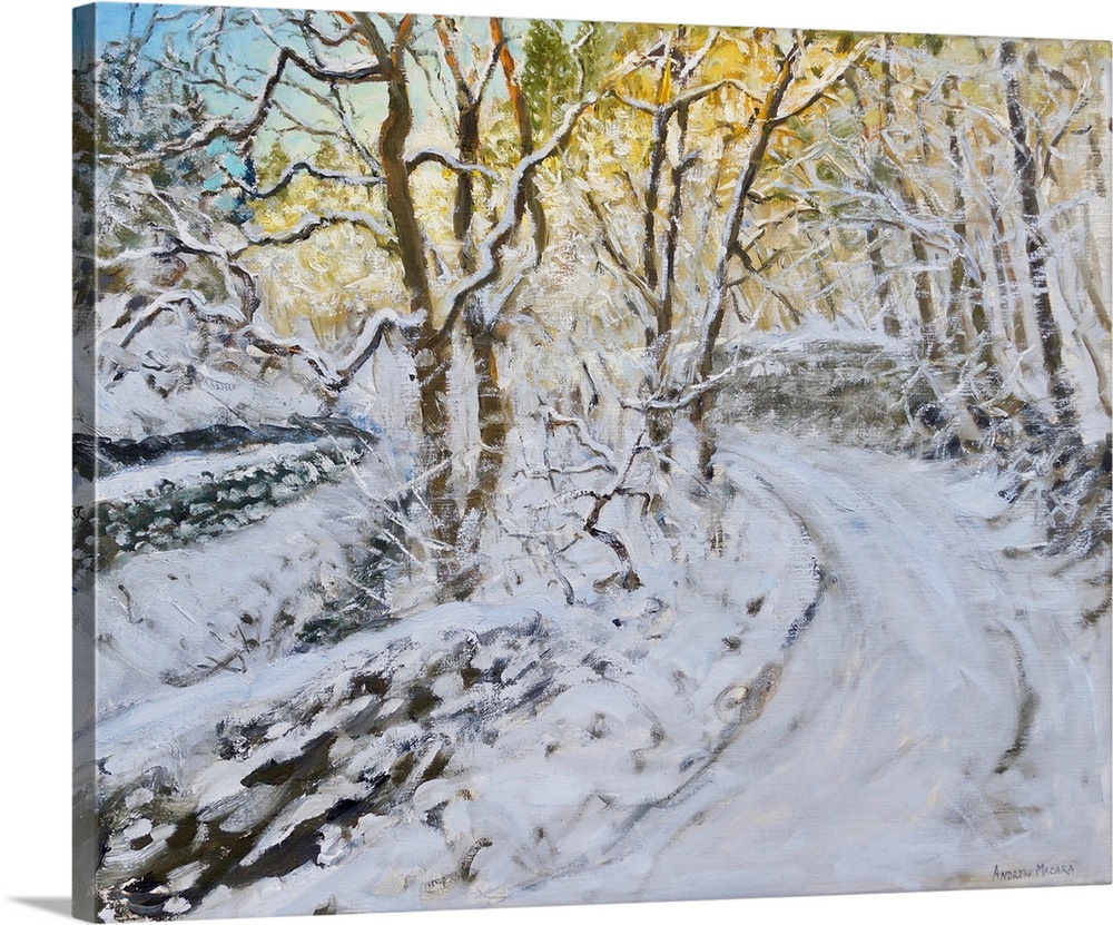 Snow in the valley, Via Gellia, Derbyshire, 2017, (originally oil on canvas) by Macara, Andrew