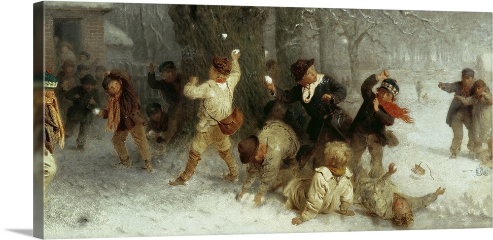 BAL3588 Snowballing, 1865 (oil on canvas)  by Morgan, John (1823-86); 60.5x130 cm; Victoria
