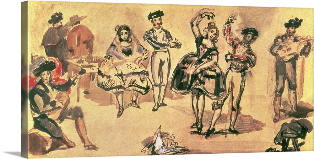 BAL54073 Spanish Dancers, 1862 (w/c, pencil and ink)  by Manet, Edouard (1832-83); watercolour, pencil and ink, heightened...