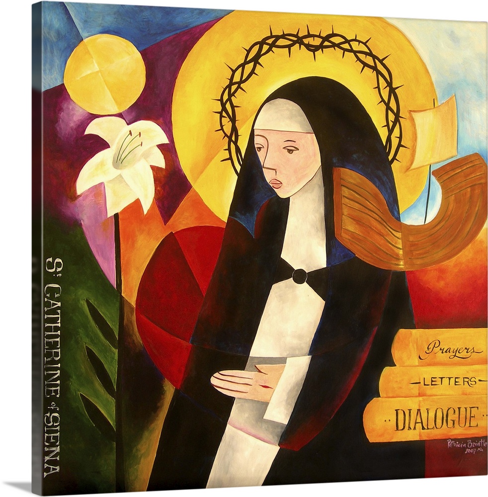 Contemporary religious themed painting of St. Catherine.