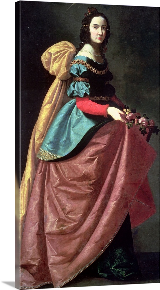 XIR36752 St. Elizabeth of Portugal (1271-1336) 1640 (oil on canvas)  by Zurbaran, Francisco de (1598-1664); 184x90 cm; Pra...