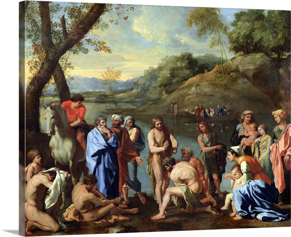 XIR71556 St. John Baptising the People, c.1636-7 (oil on canvas)  by Poussin, Nicolas (1594-1665); 94x120 cm; Louvre, Pari...