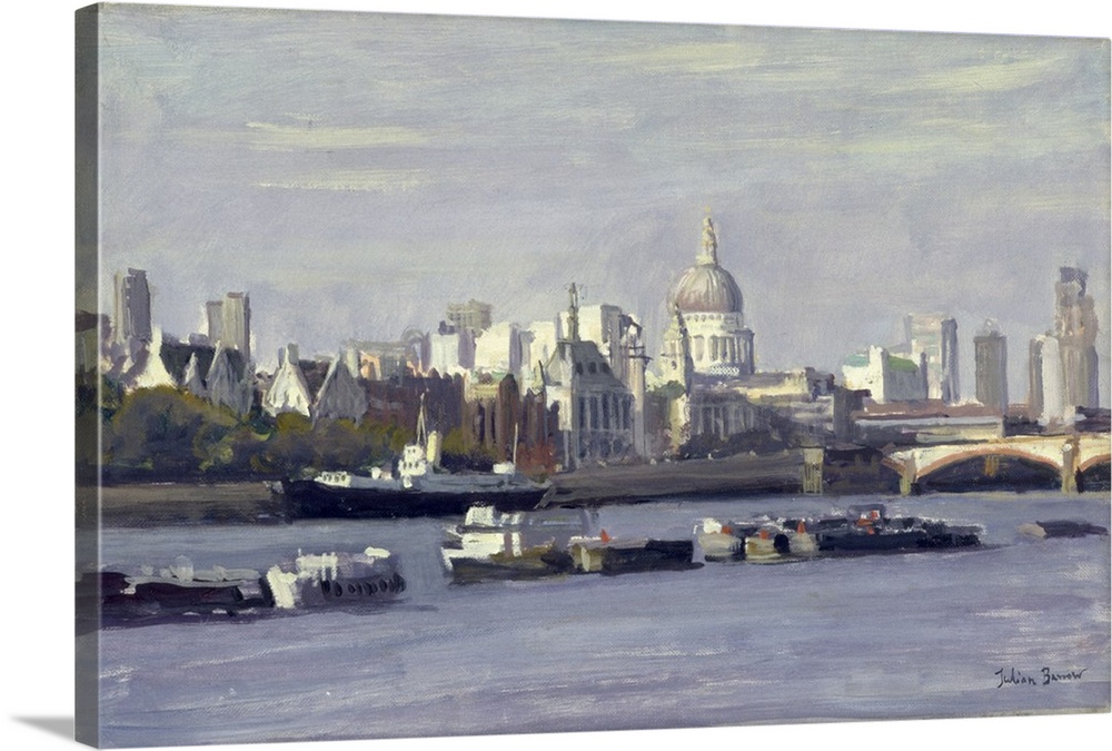 JBA181141 St. Paul's from Bankside (oil on canvas); by Barrow, Julian (Contemporary Artist); 20.3x30.5 cm; Private Collect...