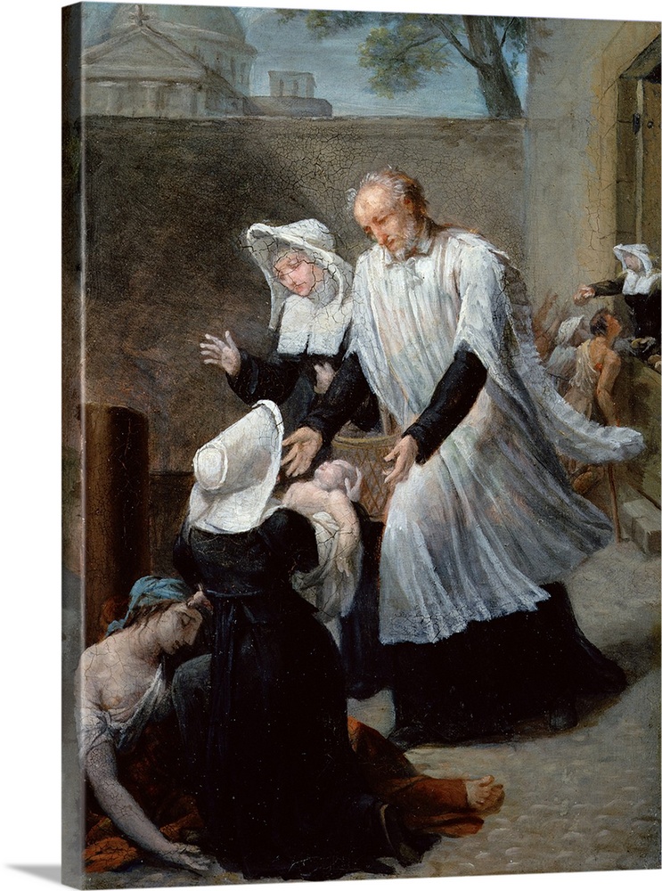 XIR71727 St. Vincent de Paul Helping the Plague-Ridden (oil on canvas)  by Ansiaux, Antoine (1764-1840); Musee de l'Assist...