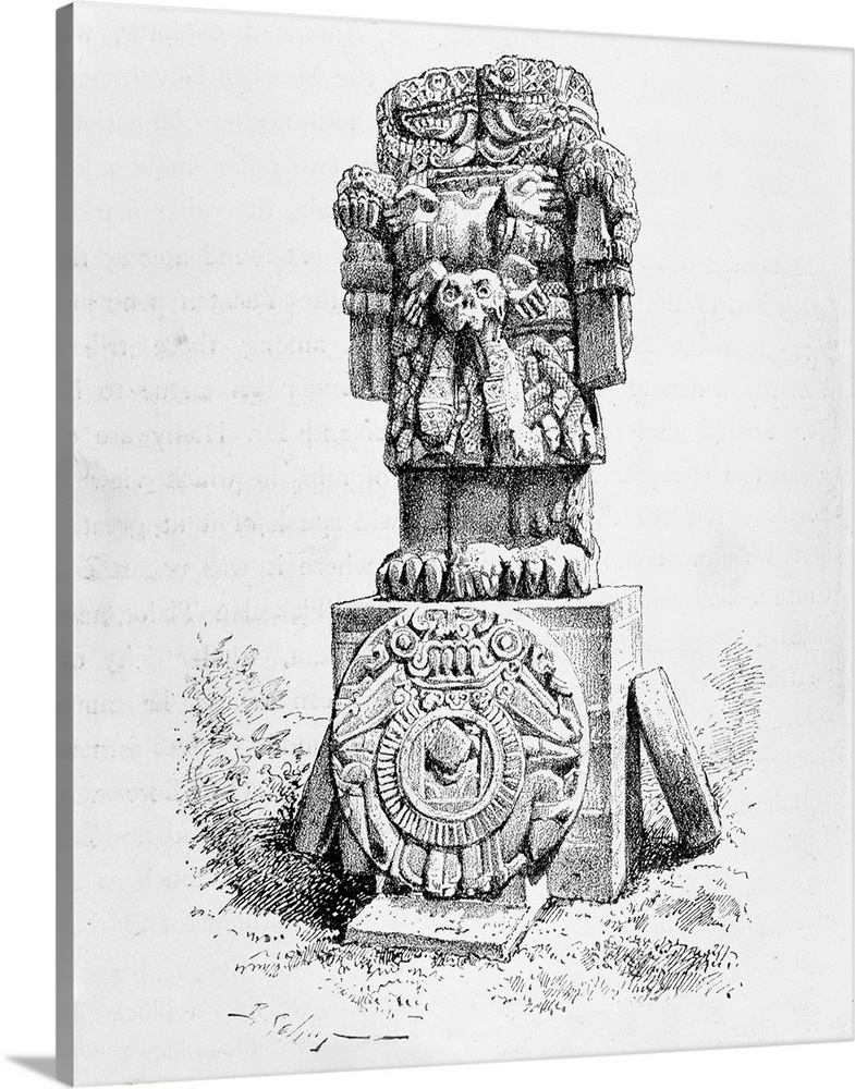 Statue of the Goddess Coatlicue, from 'The Ancient Cities of the New World', by Claude-Joseph-Desire Charnay, pub. in 1887