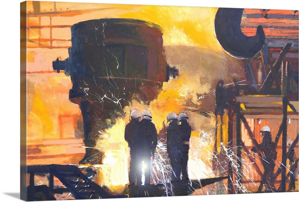 Steelworks, 2015, originally oil on canvas.