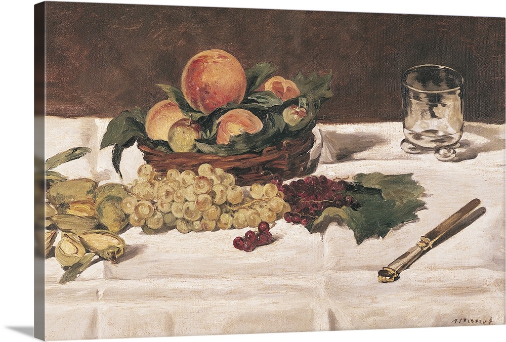 XIR73588 Still Life: Fruit on a Table, 1864 (oil on canvas)  by Manet, Edouard (1832-83); 45x73.5 cm; Musee d'Orsay, Paris...
