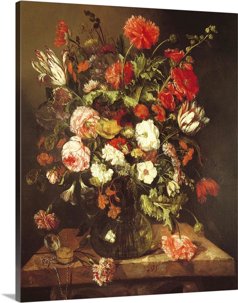 BAL7148 Still Life with Flowers (oil on canvas)  by Beyeren, Abraham Hendricksz van (1620/1-91); Mauritshuis, The Hague, T...