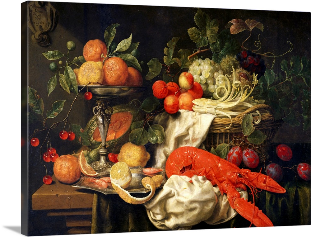 FIT167212 Still Life with Lobster, 1660 (oil on canvas) by Son, Joris van (1623-67)