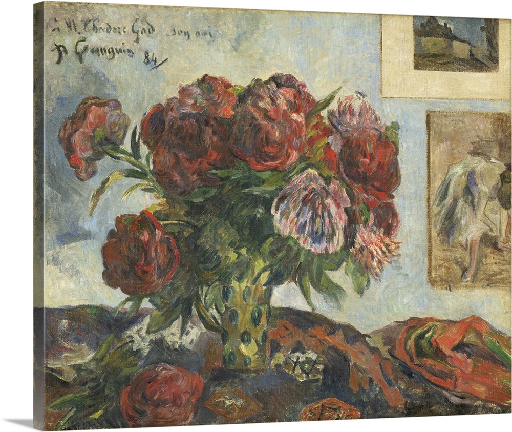 Still Life with Peonies, 1884, oil on canvas.  By Paul Gauguin (1848-1903).