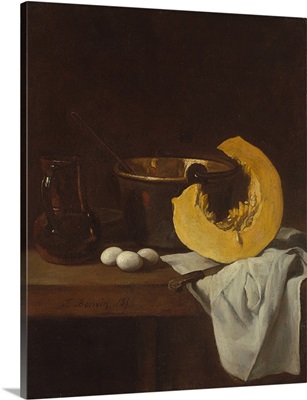 Still life with pumpkin and eggs, 1854
