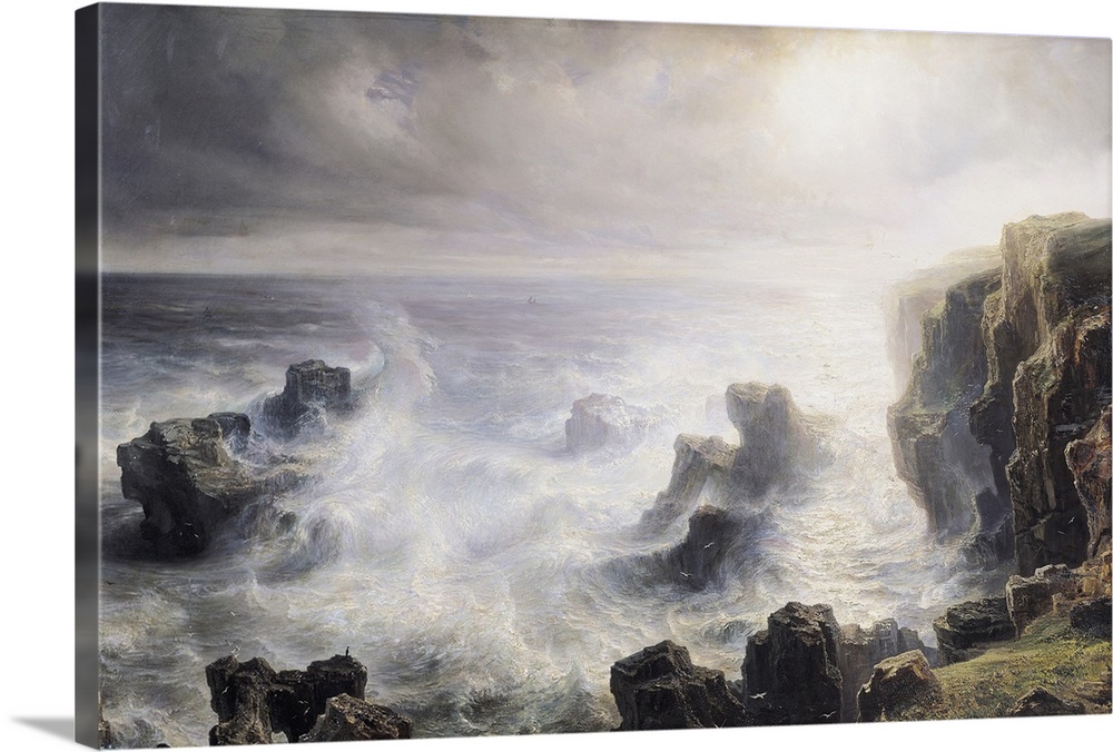 XMP154675 Storm off the Coast of Belle-Ile (oil on canvas)  by Gudin, Jean Antoine Theodore (1802-80); Musee des Beaux-Art...