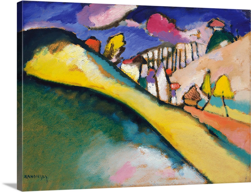 Study for landscape (Dunaberg), 1910 (originally oil and gouache on board) by Kandinsky, Wassily (1866-1944)
