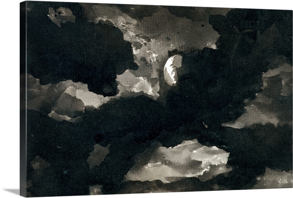XYC153908 Study of a Clouded Moonlit Sky (black wash on laid paper) by Romney, George (1734-1802)