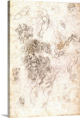 Study of figures for The Last Judgement with artist's signature, 1536-41