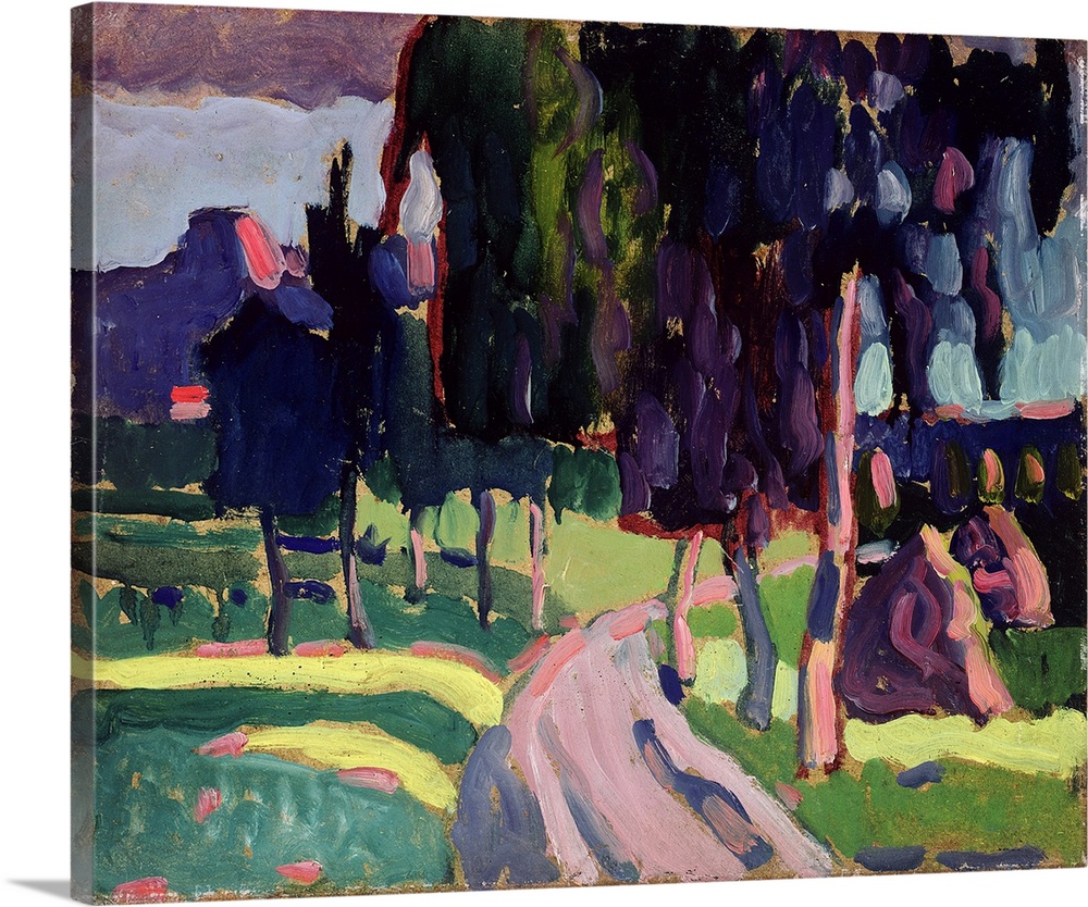 Summer at Murnau, 1908 (originally oil on board) by Kandinsky, Wassily (1866-1944)