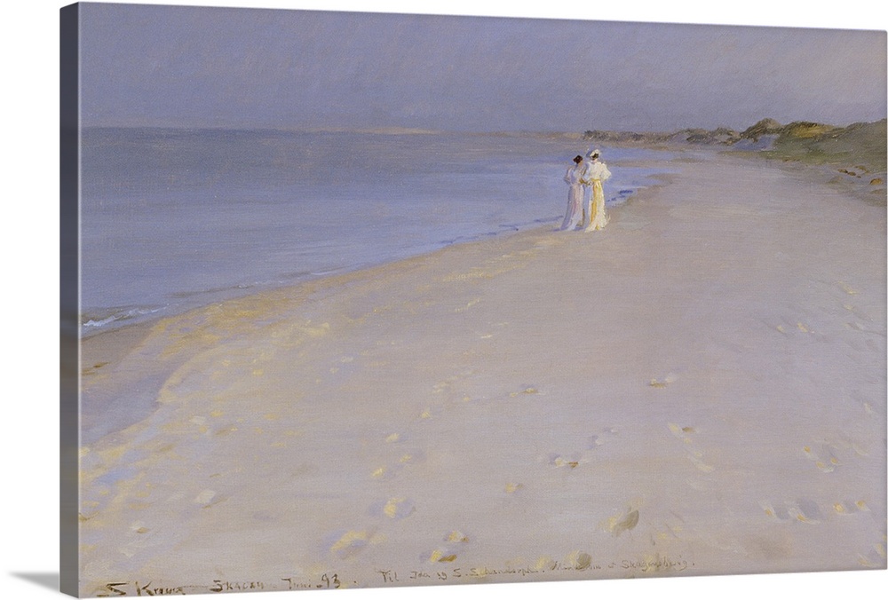 BAL28577 Summer evening at the South Beach, Skagen, 1893  by Kroyer, Peder Severin (1851-1909); oil on canvas; 38.5x60 cm;...