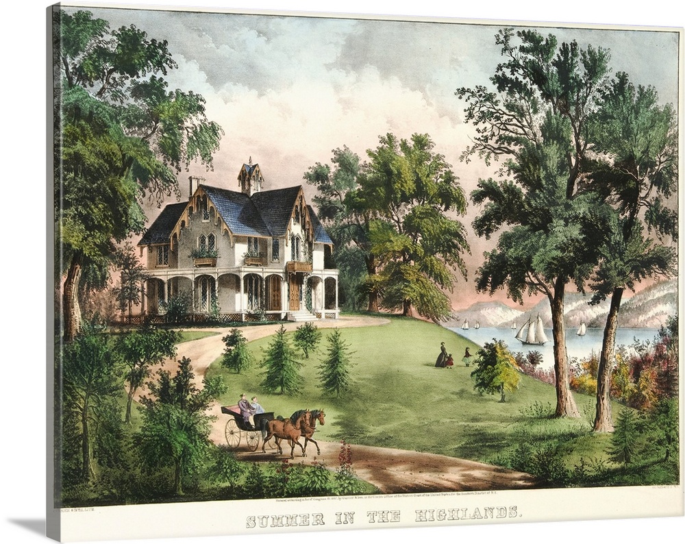 Summer in the Highlands, 1867 (originally colour lithograph) by Currier, N. (1813-88) and Ives, J.M. (1824-95)