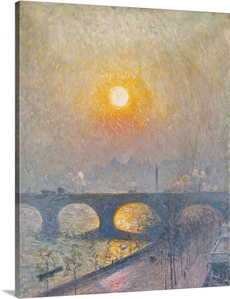 Sunset over Waterloo Bridge, 1916 (originally oil on canvas) by Claus, Emile (1849-1924)