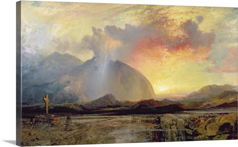 FIN160950 Sunset Vespers at the Old Rugged Cross (oil on canvas) by Moran, Thomas (1837-1926); 55.9x91.4 cm; Private Colle...