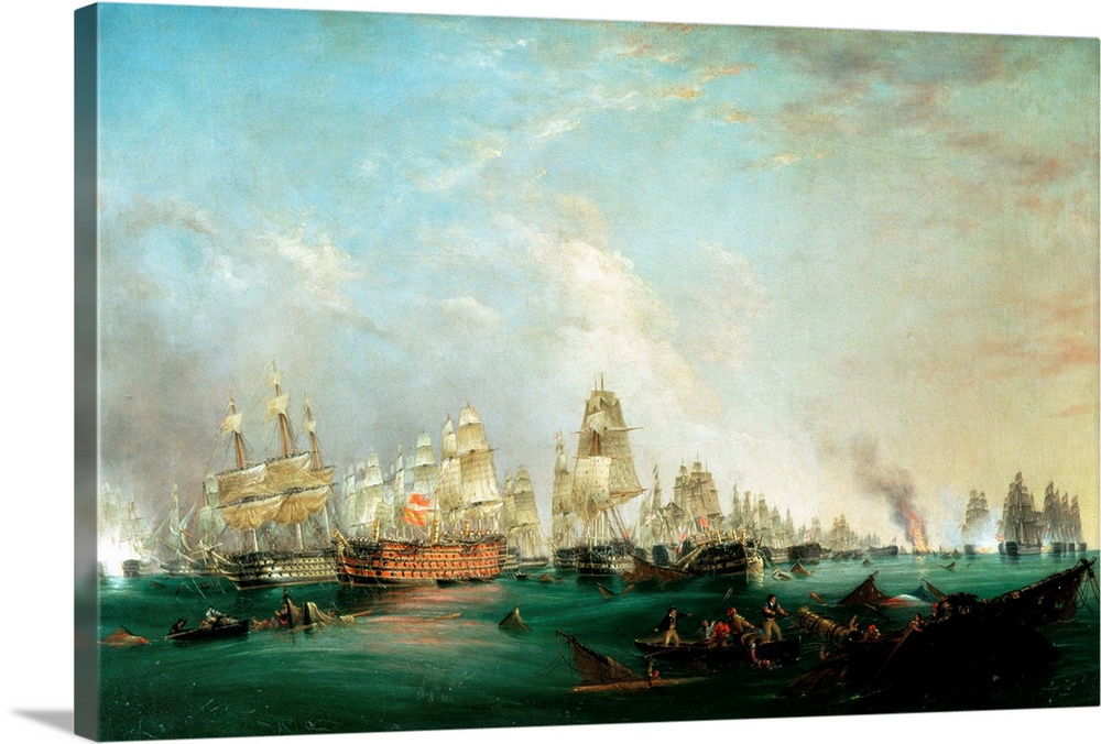 BAL3954 Surrender of the 'Santissima Trinidad to Neptune, The Battle of Trafalgar, 3pm, 21st October 1805 (oil on canvas) ...