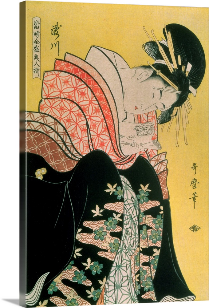 Takigawa from the Tea-House, Ogi (colour woodblock print) by Utamaro, Kitagawa (1753-1806); Pushkin Museum, Moscow, Russia...