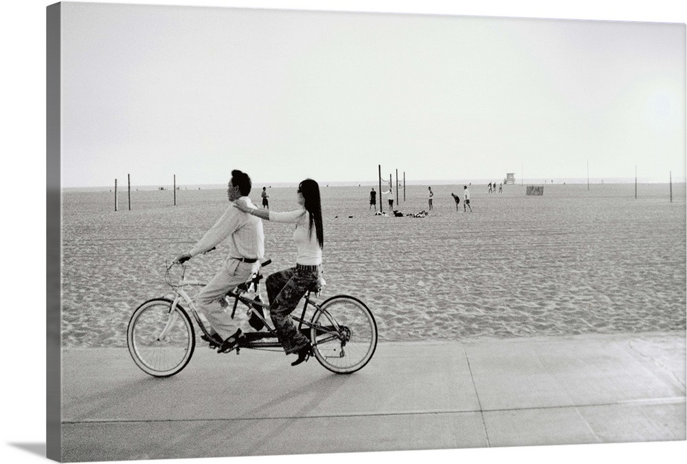 Tandem Bike, Venice Beach, CA, 2006, black and white photo.