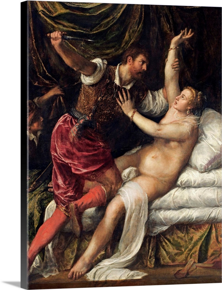 Tarquin and Lucretia. Tiziano Vecellio (Titian). Oil on canvas. Dimensions; 188.9 cm x  145.1 cm. Circa 1571. .