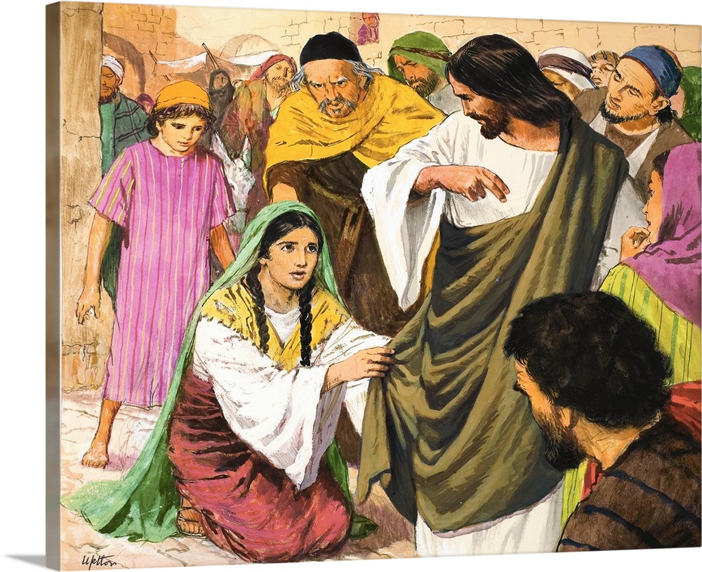 The Amazing Love of Jesus: The Woman in the Crowd. Original artwork for illustration on page 9 of Treasure issue number 24...