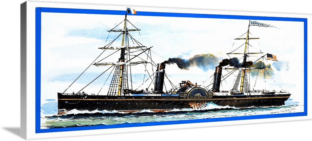 Challenge of the Blue Riband: The Duel That Led to Disaster. The American paddle steamer Vanderbilt. Original artwork from...