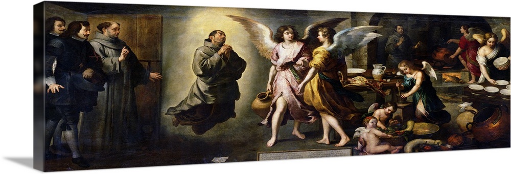XIR67746 The Angels' Kitchen, 1646 (oil on canvas)  by Murillo, Bartolome Esteban (1618-82); 180x450 cm; Louvre, Paris, Fr...