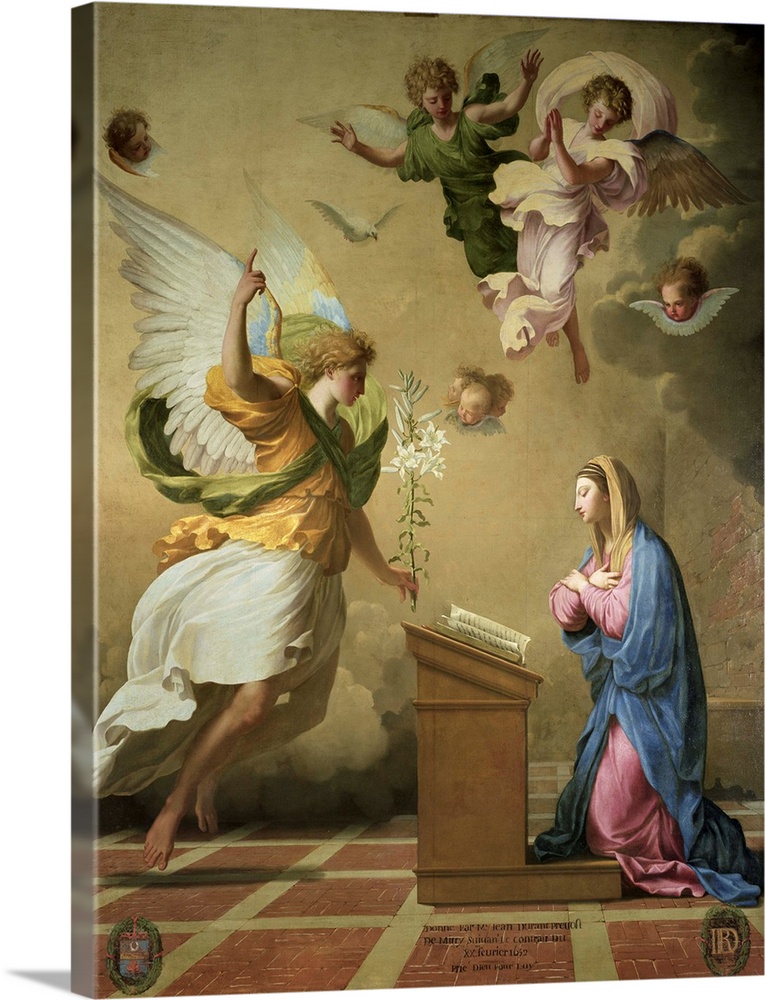 XIR158293 The Annunciation, before 1652 (oil on canvas) by Le Sueur, Eustache (1617-55)
