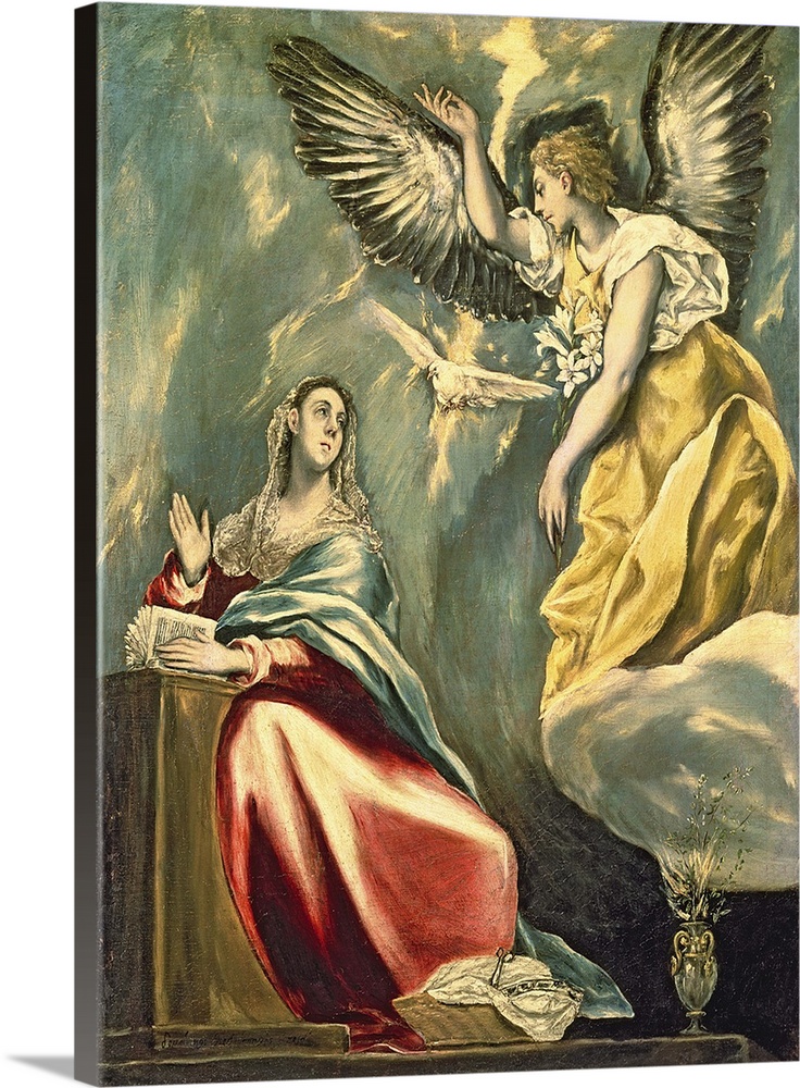 BAL54077 The Annunciation, c.1595-1600 (oil on canvas)  by Greco, El (Domenico Theotocopuli) (1541-1614); 91x66 cm; Museum...