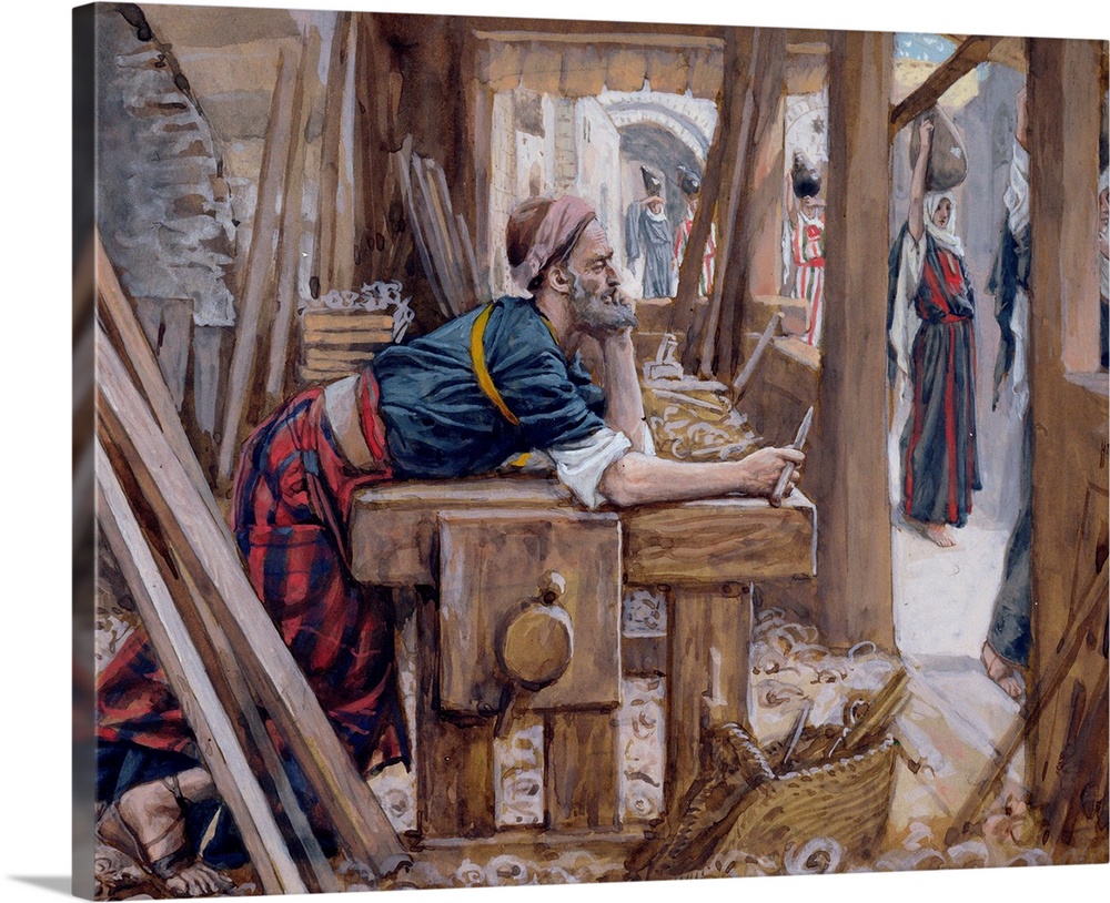 TBM165961 The Anxiety of St. Joseph, illustration for 'The Life of Christ', c.1886-94 (gouache on paperboard) by Tissot, J...
