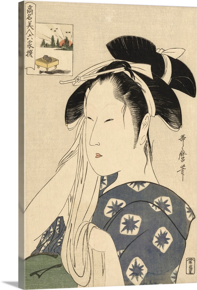 The Asahiya Widow, from the series Renowned Beauties Likened to the Six Immortal Poets, Komei bijin rokkasen, c. 1795-96, ...