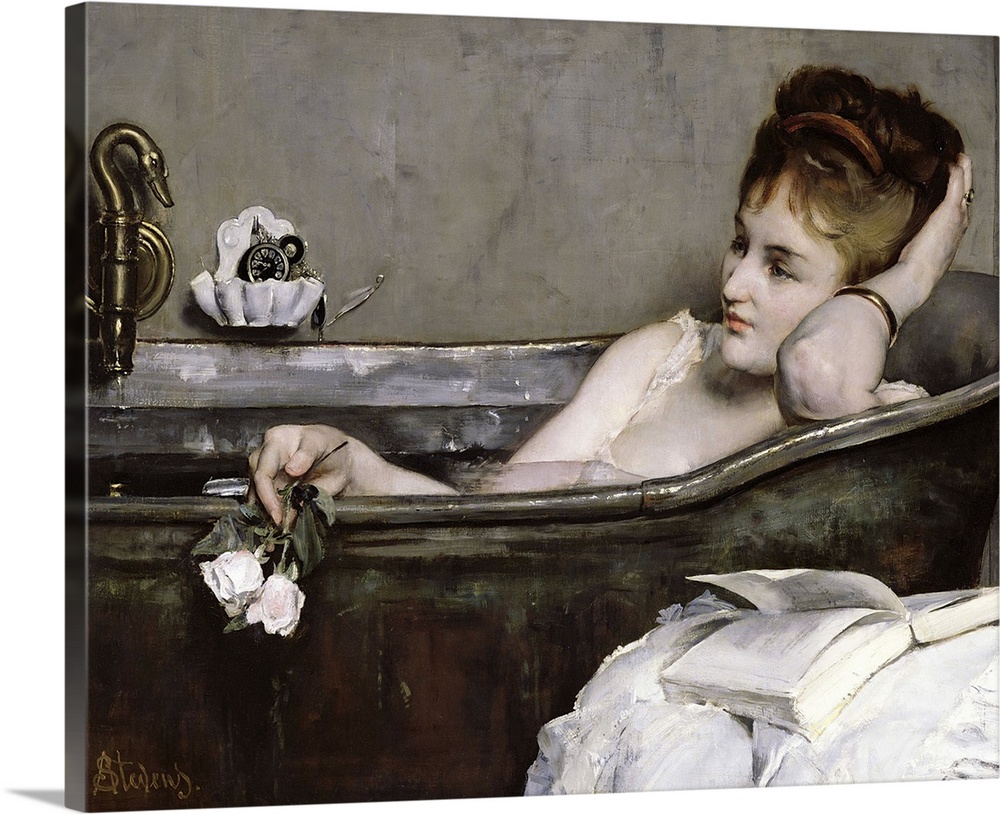 XIR33773 The Bath, c.1867 (oil on canvas)  by Stevens, Alfred George (1817-75); 74x93 cm; Musee d'Orsay, Paris, France; Gi...